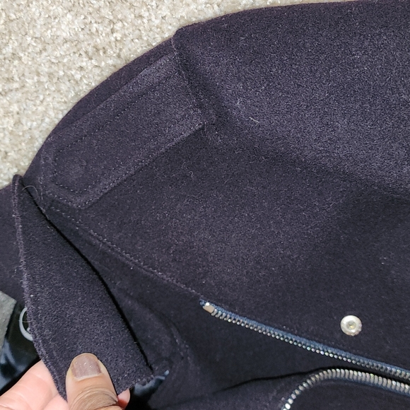 ALEXANDER MCQUEEN NWT MCQ NAVY WOOL STRUCTURED PEPLUM MOTO LINED PEA COAT … - Picture 9 of 12